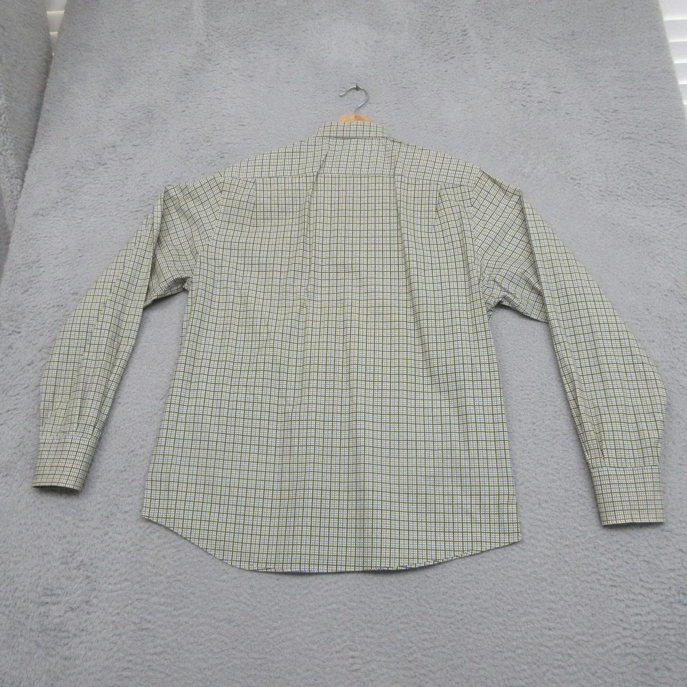 Vintage Alexander Julian Check Shirt Men L Green Plaid Flip Cuff Y2K Cotton 2002